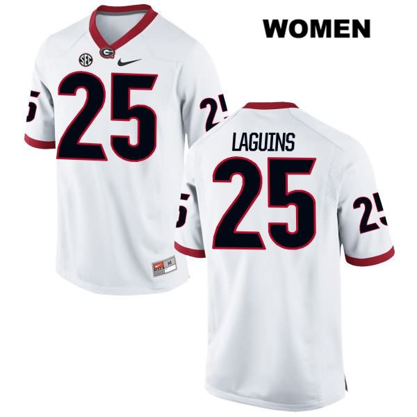 Georgia Bulldogs Women's Jaleel Laguins #25 NCAA Authentic White Nike Stitched College Football Jersey PQC4356RD
